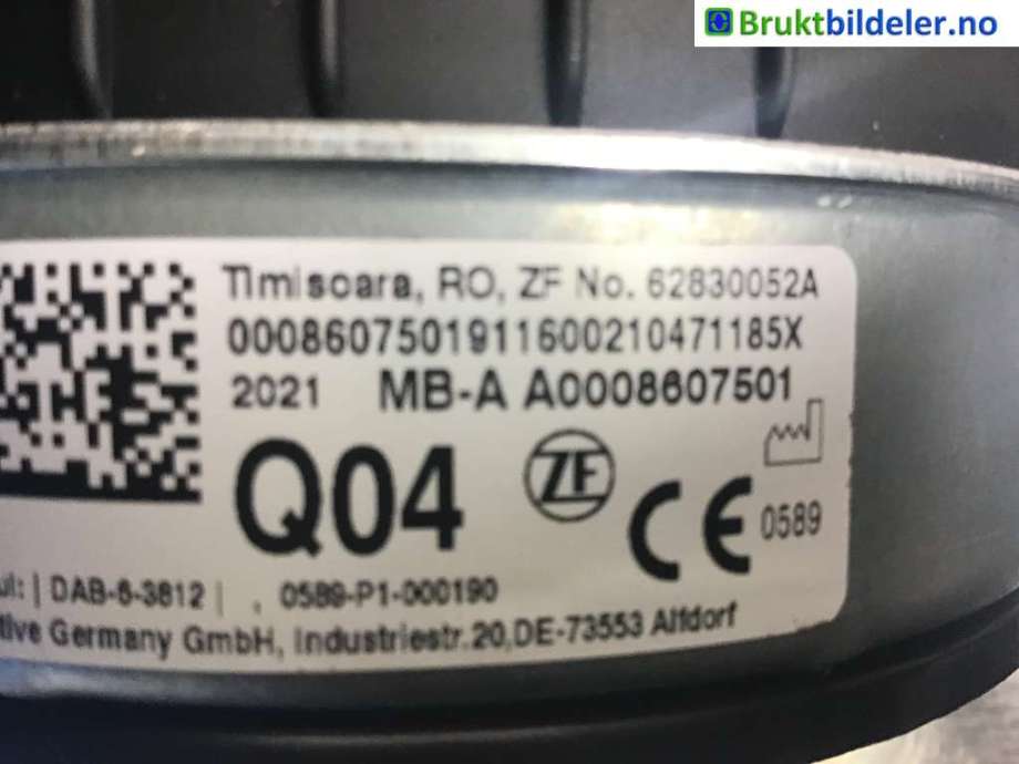 Airbag rattpute til Mercedes EQC, 2019-->>  (MERCEDES|A 000 860 75 01-9116)