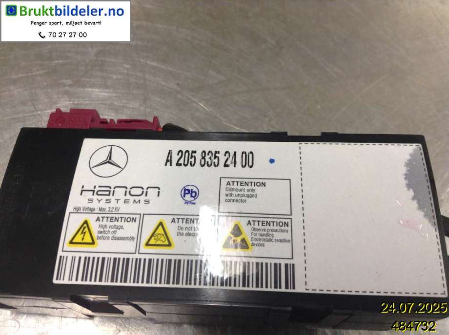 Styreenhet diverse til Mercedes EQC 2019-->>  (MERCEDES|A 205 835 24 00|)