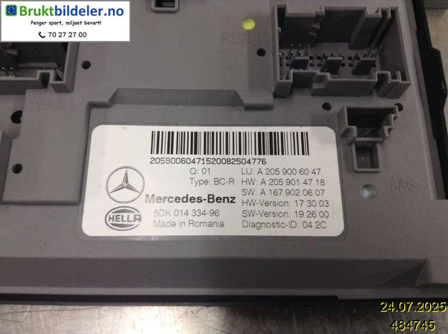 Styreenhet comfort (BCM) til Mercedes EQC 2019-->>  (MERCEDES|A 205 900 60 47|)