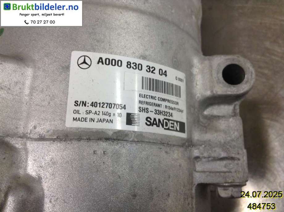 Aircondition kompressor til Mercedes EQC 2019-->>  (MERCEDES|A 000 830 32 04|)