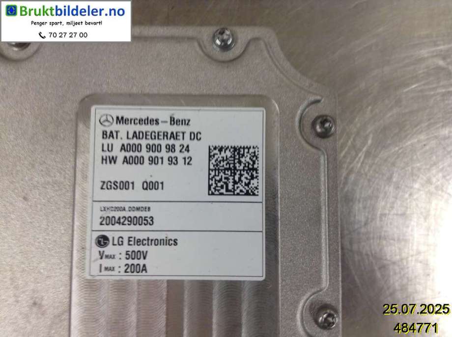 Batterilader (OBC - On Board Charger) til Mercedes EQC 2019-->> (MERCEDES|A0009009824|)