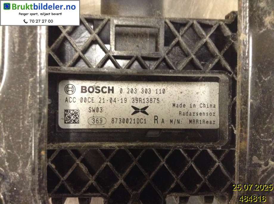 Sensor radar til XPeng G3 2021-->>  (XPENG|8730021DC1|0 203 303 110|)