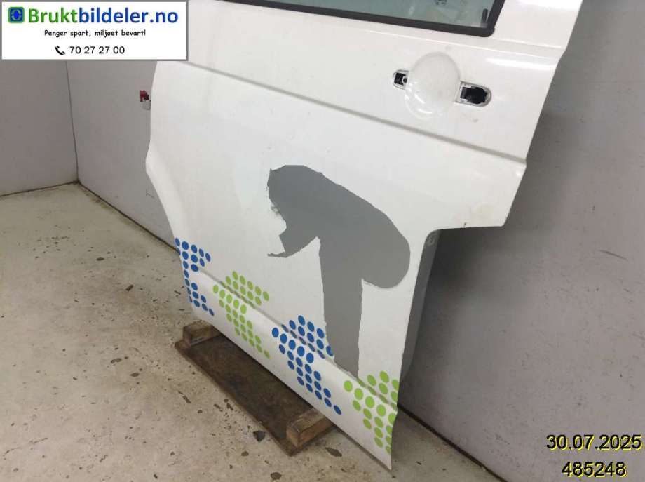 Dør venstre 2dørs til VW Transporter / Caravelle 2009-2015 (Fase 2) (T5) (T5) (VOLKSWAGEN|7LA 831 055||7LA 831 055 B)