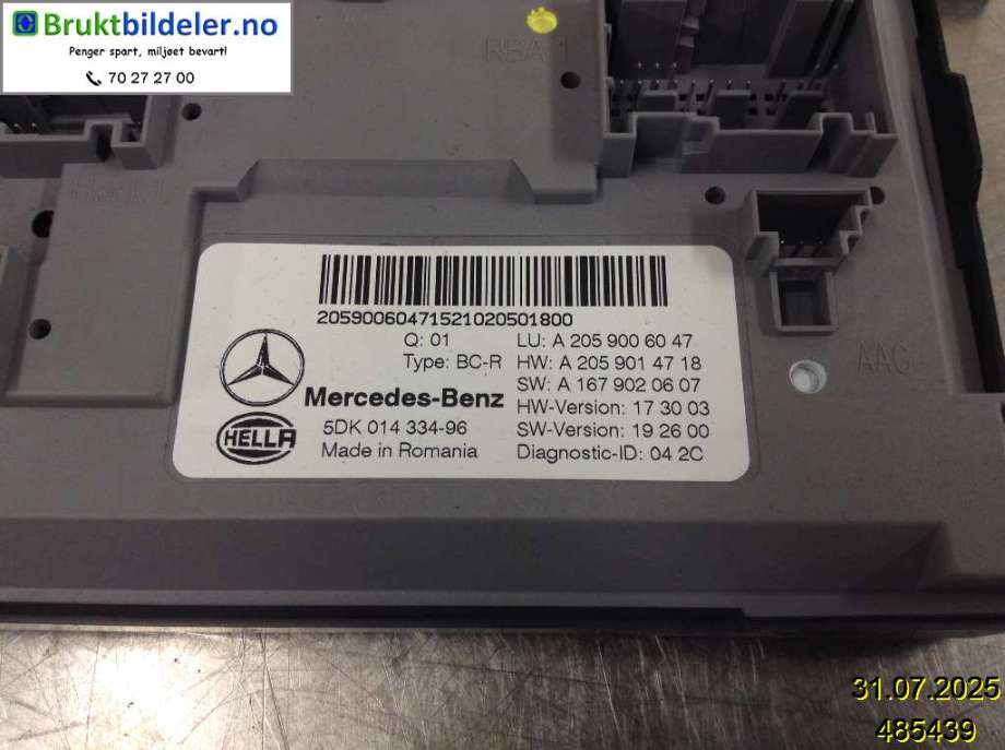 Styreenhet diverse til Mercedes EQC 2019-->>  (MERCEDES|A 205 900 60 47|5DK 014 334-96|)