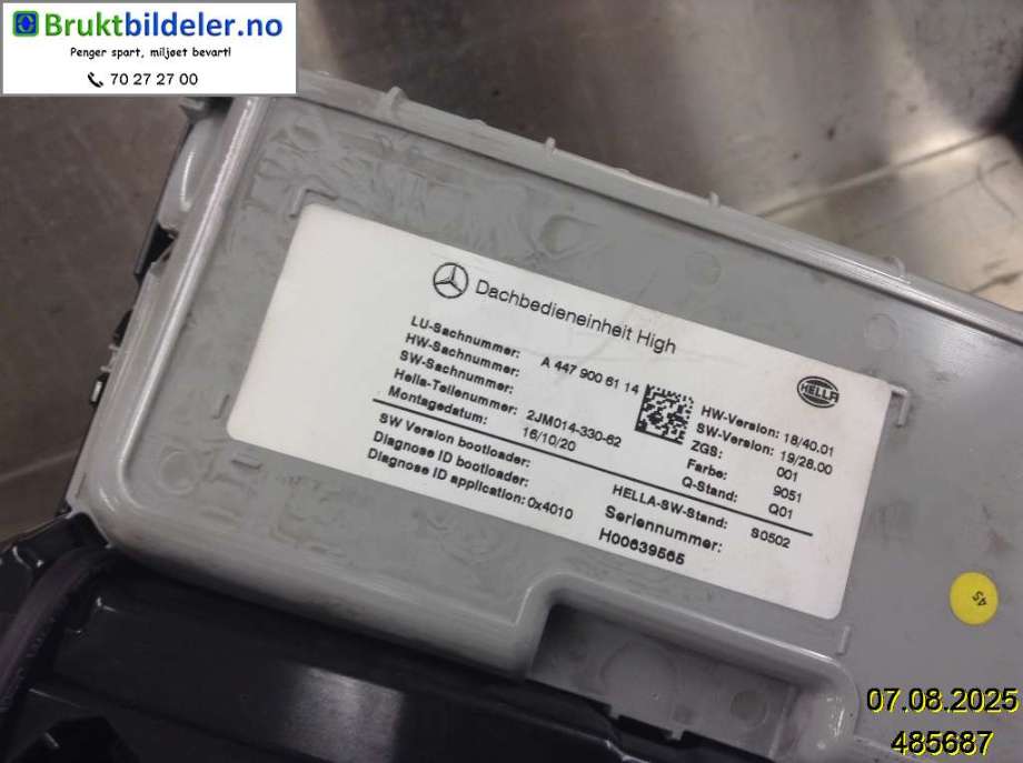 Tak konsoll til Mercedes EQV 2020-->> (W447) (W447) (MERCEDES|A4479006114|)