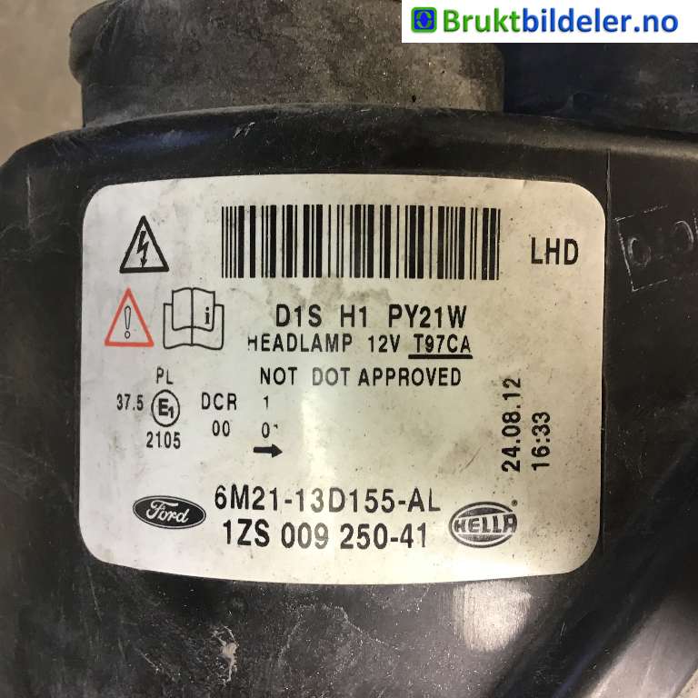 Frontlykt venstre xenon til Ford S-Max 2010-2015 (Type I, Fase 2)  (FORD|6M21-13D155-AL|1ZS 009 250-41|)