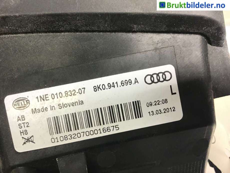 Tåkelykt venstre foran til Audi A4, 2007-2014 (Type IV) (B8) (B8) (AUDI|8K0941699A)
