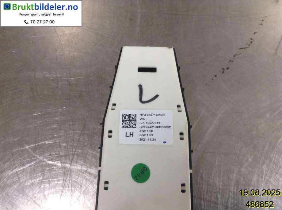 Bryter ruteheis til Kia EV6 2021-->>  (KIA|93571CV380|)