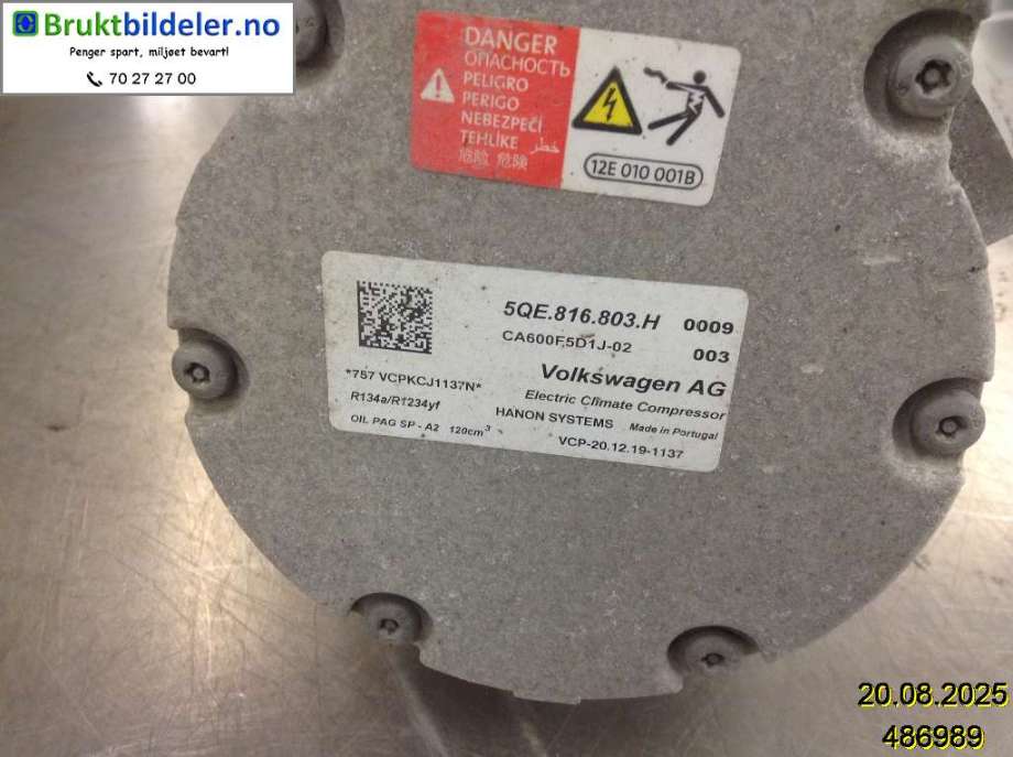 Aircondition kompressor til Seat Mii electric 2019-->>  (SEAT|5QE 816 803 H|)