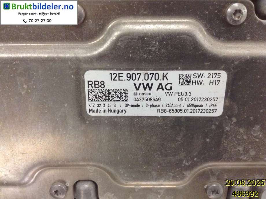 Inverter hybrid til Seat Mii electric 2019-->>  (SEAT|12E 907 070 K|0 437 508 649|)