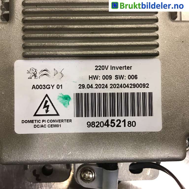 Inverter elbil til Toyota Proace City 2020-->>  (TOYOTA|9820452180|A003GY 01)
