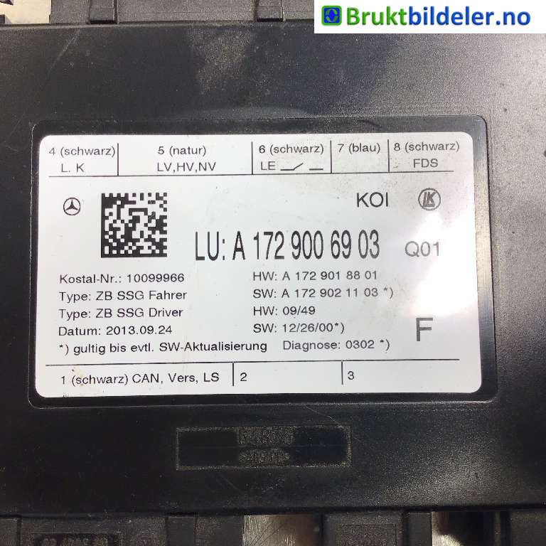 Styreenhet sete til Mercedes E-Klasse 2013-2016 (Fase 2) (W212) (W212) (MERCEDES|A 172 900 69 03|10099966)