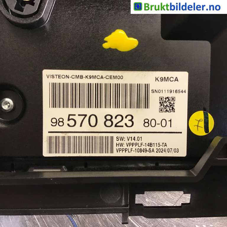 Instrumentpanel til Toyota Proace City 2020-->>  (TOYOTA|SU001B5282|K9MCA|9857082380-01)