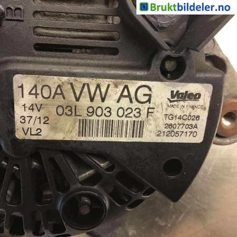 Dynamo til VW Polo 2009-2014 (Type V, Fase 1)  (VOLKSWAGEN|03L 903 023 F|2607703A|TG14C026)