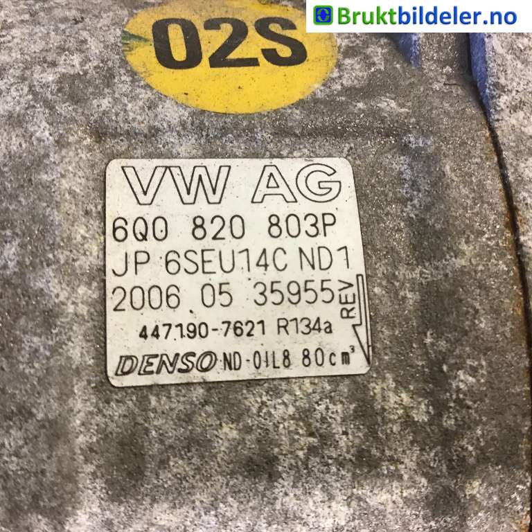 Aircondition kompressor til VW Polo 2005-2009 (Type IV, Fase 2)  (VOLKSWAGEN|6Q0 820 803 P|447190-7621|)