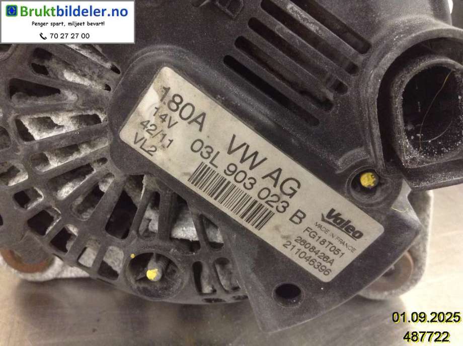 Dynamo til VW Sharan 2010-->> (Type II)  (VOLKSWAGEN|03L 903 023 B|2608426A|)