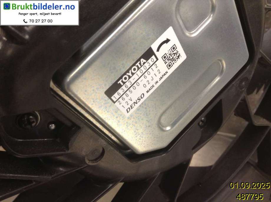 Kjølevifte til Toyota bZ4X 2022-->>  (TOYOTA|16363-10030|268500-6012|G916042020)