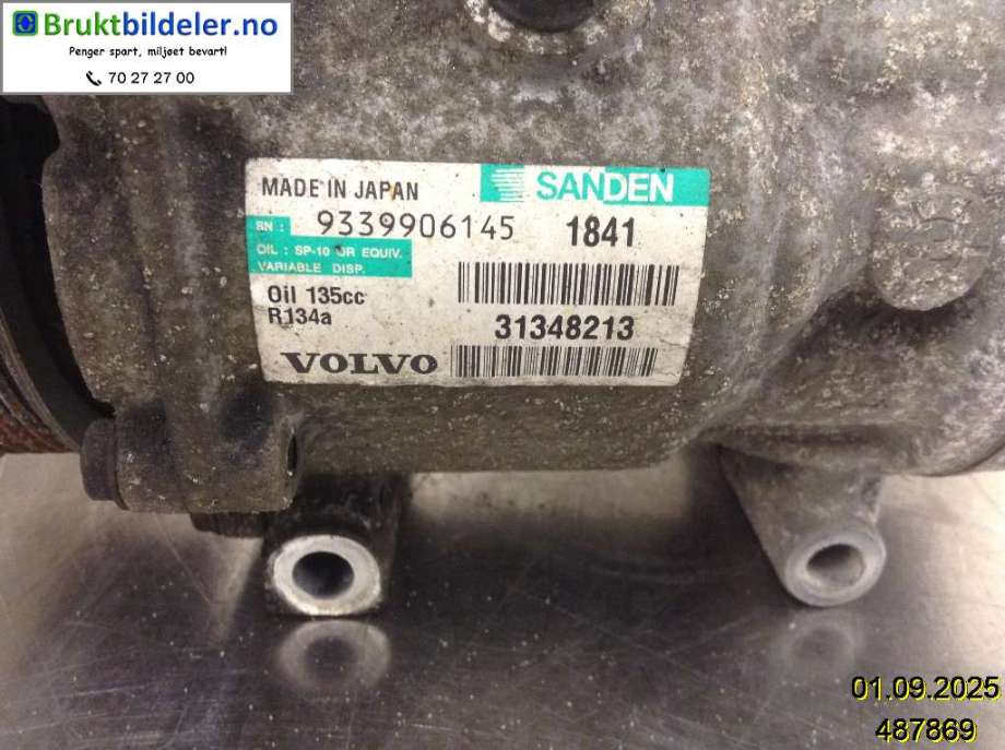 Aircondition kompressor til Volvo V60 2010-2013 (Type I, Fase 1)  (VOLVO|31348213|9339906145|)