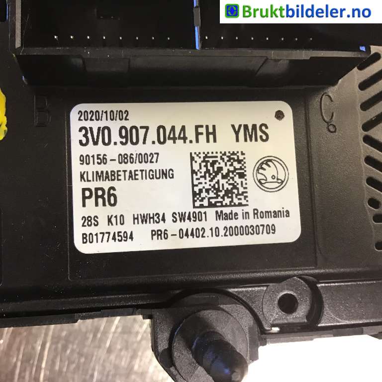 Varmeapparat betjening til Škoda Superb 2015-->> (Type III)  (SKODA|3V0 907 044 FH|90156-086/0027|)