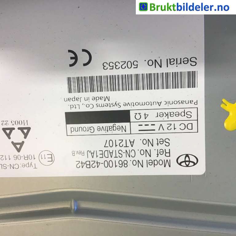 Bilstereo til Toyota bZ4X 2022-->>  (TOYOTA|86100-42B42|CN-SL5B|CN-STADE1AJ)