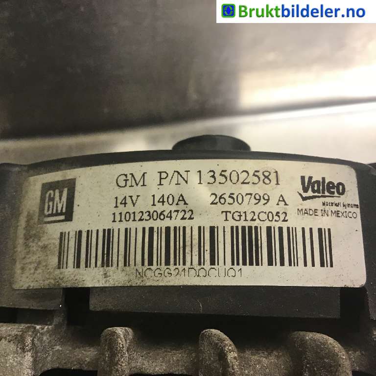 Dynamo til Opel Insignia A 2009-2014  (OPEL|13502581|2650799 A|TG12C052)