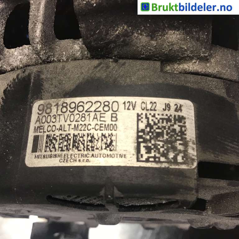 Dynamo til Peugeot 5008 2017-->> (Type II)  (PEUGEOT|98 189 622 80|A003TV0281AE|)