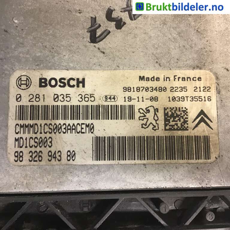 Styreenhet motor til Peugeot 5008 2017-->> (Type II) (PEUGEOT|98 326 943 80|0 281 035 365|)