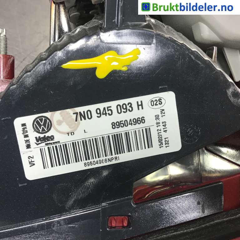 Baklykt venstre indre til VW Sharan 2010-->> (Type II) (VOLKSWAGEN|7N0 945 093 H|89504966|)