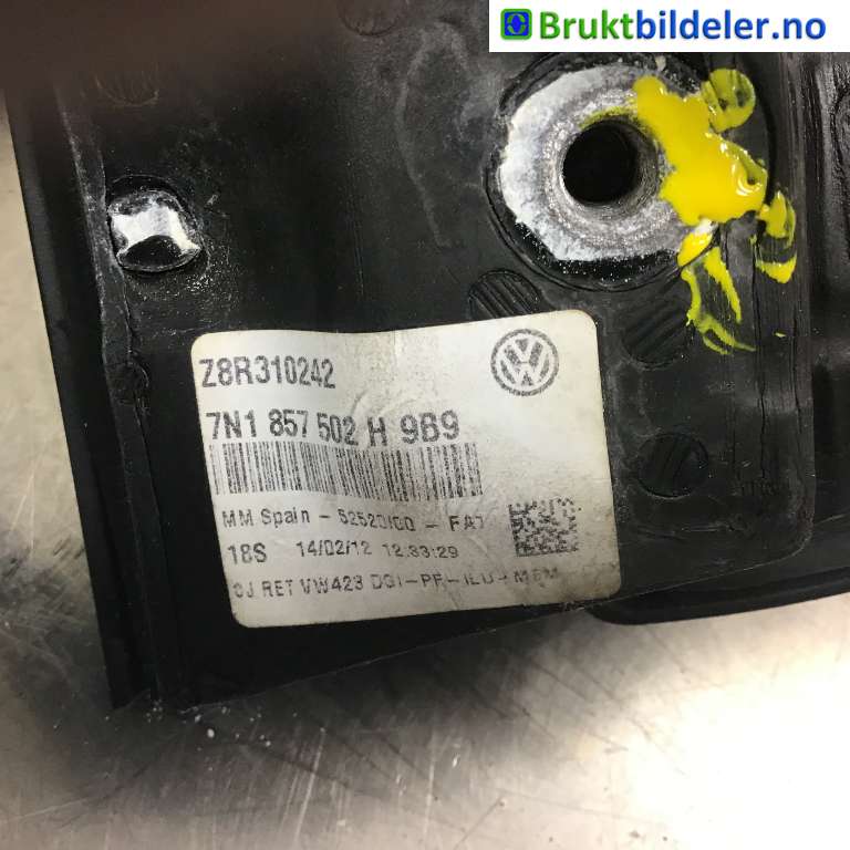 Speil høyre til VW Sharan 2010-->> (Type II)  (VOLKSWAGEN|7N1 857 502 H|)