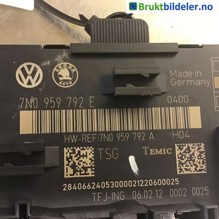 Styreenhet dør venstre foran til VW Sharan 2010-->> (Type II)  (VOLKSWAGEN|7N0 959 792 E|0002 025|)