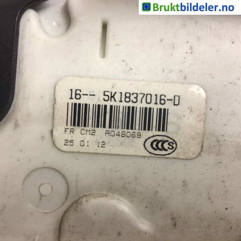 Låsekasse høyre foran til VW Sharan 2010-->> (Type II)  (VOLKSWAGEN|5K1 837 016 D|)