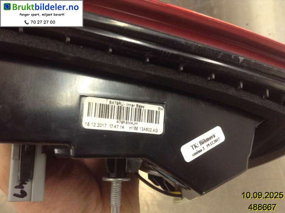 Baklykt høyre indre til Ford Fiesta 2017-->> (Type VII)  (FORD|H1BB-13A602-AG|2527139|)