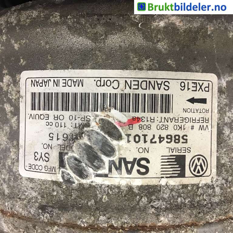 Aircondition kompressor til VW Sharan 2010-->> (Type II)  (VOLKSWAGEN|1K0 820 808 B|)