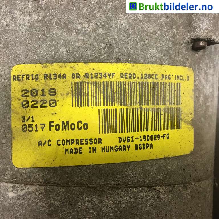 Aircondition kompressor til Ford Focus 2014-2018 (Type III, Fase 2)  (FORD|DV61-19D629-FG|)
