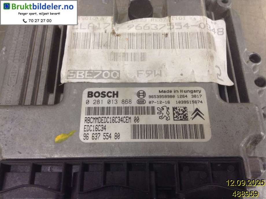 Styreenhet motor til Peugeot 207 2006-2012  (PEUGEOT|96 637 554 80|0 281 013 868|)
