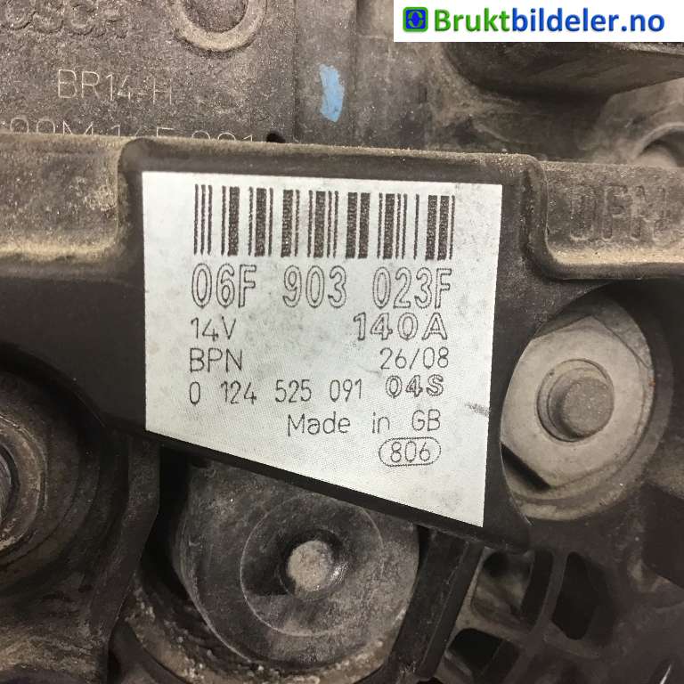 Dynamo til VW Touran 2007-2010 (Type I, Fase 2)  (VOLKSWAGEN|06F 903 023 F|0 124 525 091|)