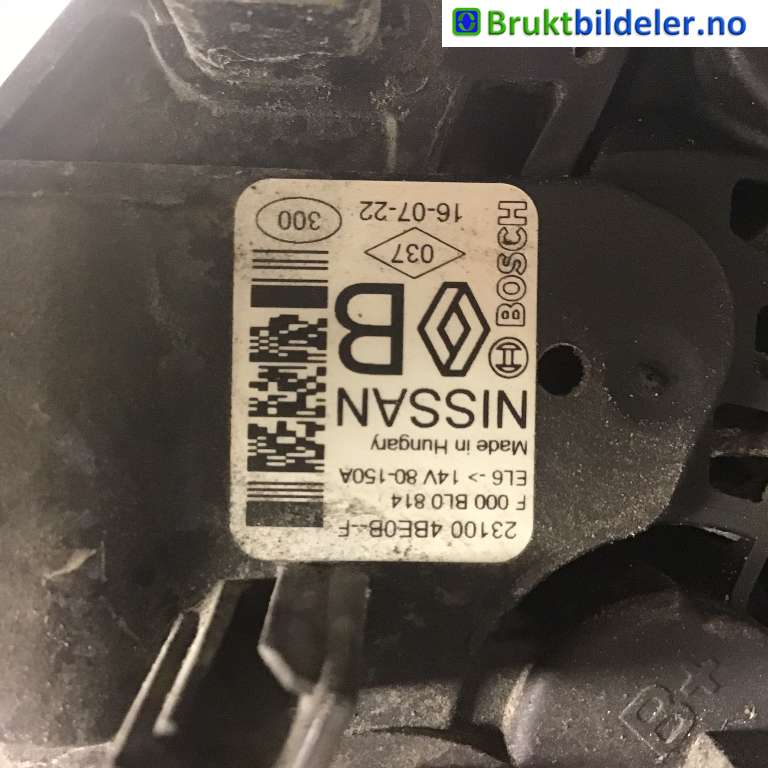 Dynamo til Nissan Qashqai 2014-2021 (Type II)  (NISSAN|23100-4BE0B-F|F 000 BL0 814|)