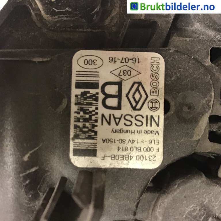 Dynamo til Nissan Qashqai 2014-2021 (Type II)  (NISSAN|23100-4BE0B-F|F 000 BL0 814|)