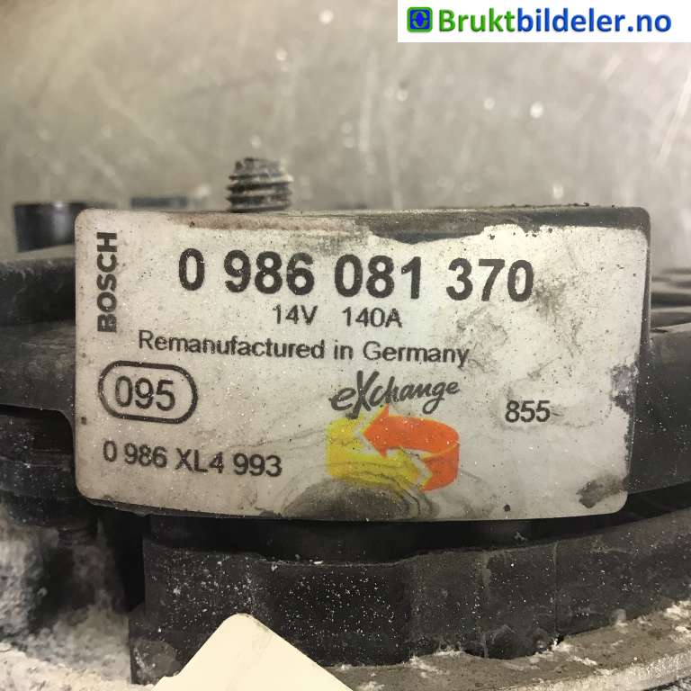 Dynamo til Audi A4 2007-2014 (Type IV) (B8) (B8) (AUDI|06H 903 016 L|0 986 081 370|0 986 XL4 993)