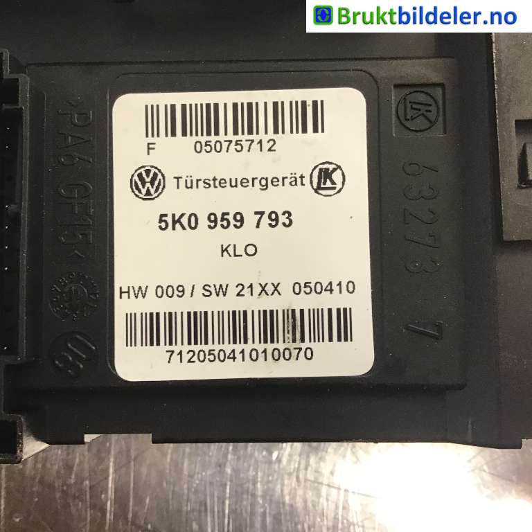 Ruteheis venstre foran til VW Touran 2007-2010 (Type I, Fase 2)  (VOLKSWAGEN|1T0 959 701 T|402297B|5K0 959 793)