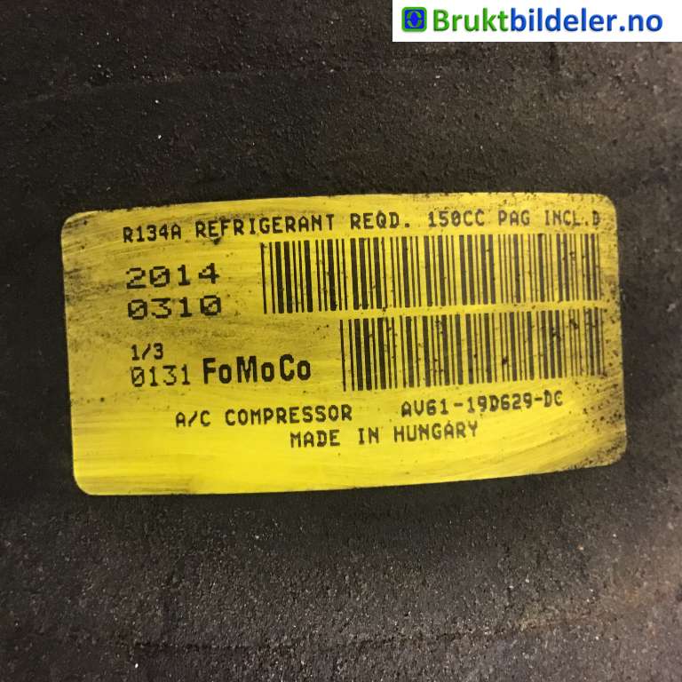 Aircondition kompressor til Ford Mondeo 2011-2014 (Type IV, Fase 2)  (FORD|AV61-19D629-DC|)