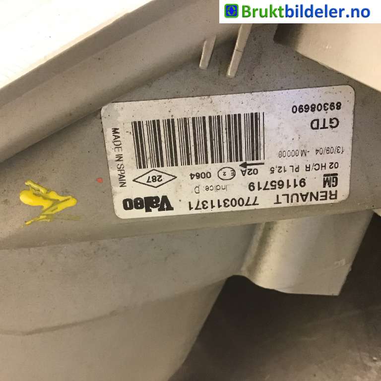 Frontlykt venstre halogen til Opel Vivaro A 2001-2006  (OPEL|91165719|89308690|7700311371)