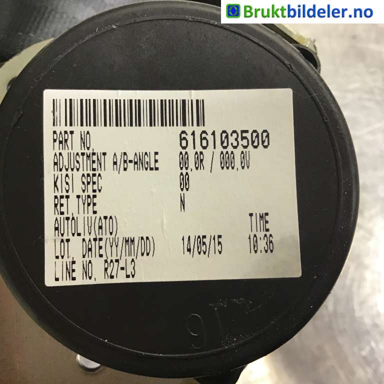 Sikkerhetsbelte bak høyre til Isuzu D-Max 2012-2017 (Type II, Fase 1)  (ISUZU|8974236690|616103500|)