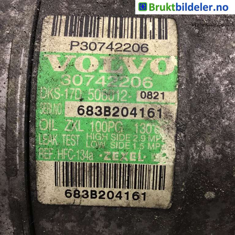 Aircondition kompressor til Volvo XC90 2007-2014 (Type I, Fase 2)  (VOLVO|30742206|683B204161|)