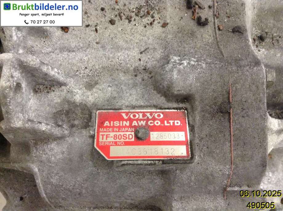 Girkasse automat til Volvo V60/V60 CC 2013-2018 (Type I, Fase 2)  (VOLVO|1285033|TF-80SD|14C3818132)