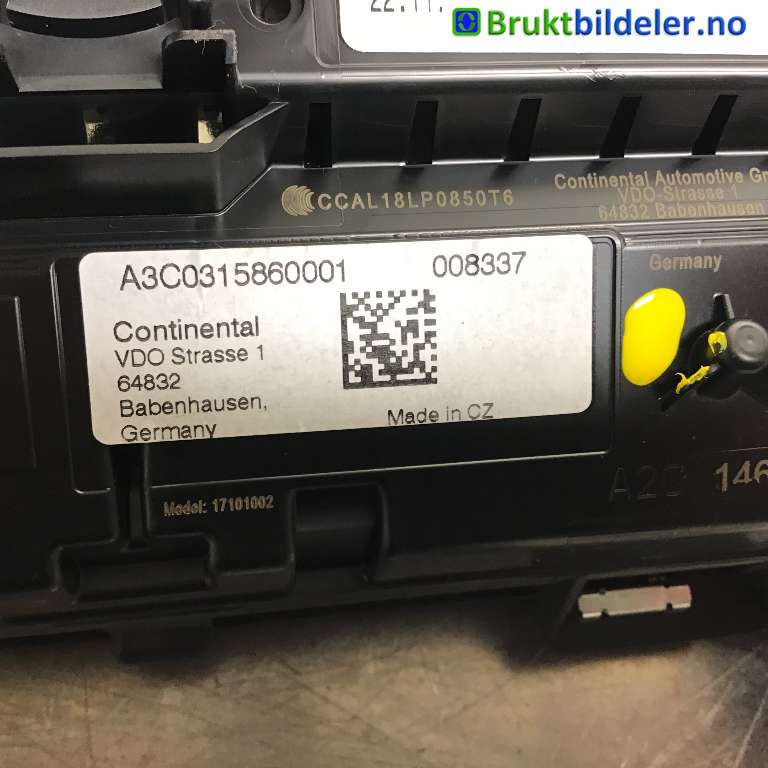 Instrumentpanel til Audi A1 2018-->> (Type II)  (AUDI|82A 920 700 A|A3C0315860001|)