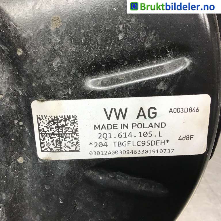 Bremsekraft-forsterker til Audi A1 2018-->> (Type II)  (AUDI|2Q1 614 105 L|A003D846|)