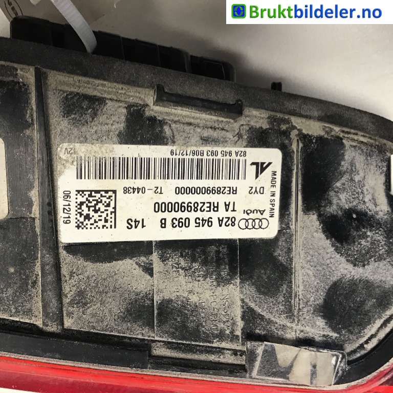 Baklykt venstre indre til Audi A1 2018-->> (Type II)  (AUDI|82A 945 093 B|RE28990000|)