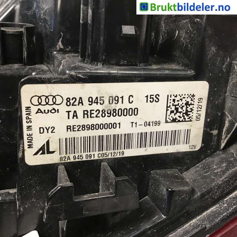 Baklykt venstre til Audi A1 2018-->> (Type II)  (AUDI|82A945 091C|RE28980000|)