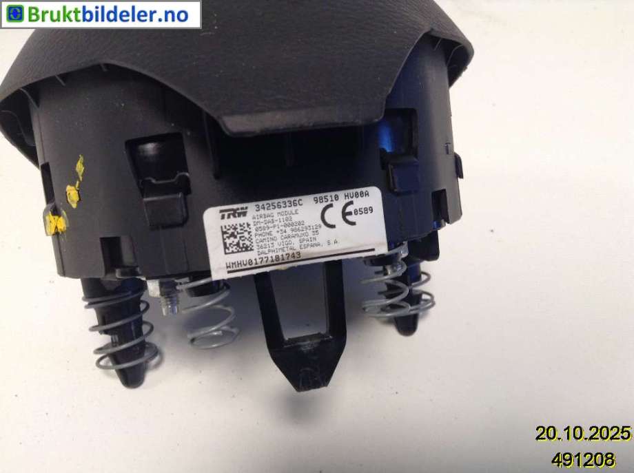 Airbag rattpute til Nissan Qashqai 2014-2021 (Type II) (NISSAN|98510 HV00A|34256336G|)